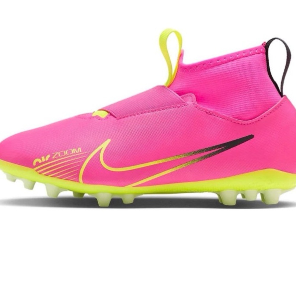 Nike Pink Soccer Cleat with Neon Yellow Accents